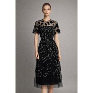 $6264 Carolina Herrera Sheer Animal Jacquard Dress Sz 12